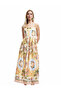 Viscose Fabric Lining Sleeveless Square Neck Midi Length Strap Floral Dress - 2