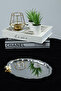 6-Piece Luxury Oval Mini Lily Flower Figured Stainless Steel Coffee Presentation Tray – Non-Tarnishing Elegance - 3