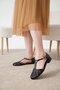 Selis Stripe Detailed Elastic Short Heeled Women's Ballerinas - 4