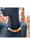 Basement Glass Bead Handmade Ceramic Gold Eye Pendant Evil Eye Bead Blue Necklace - 3