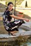 Floral and Leaf Print Button Front Dress - 6