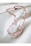 Pink Quartz Natural Stone Summer Necklace 43 cm - 4