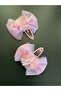 Buckle; Pink, Silvery Gauze, Shiny, Snap Buckle. (2 Pieces)