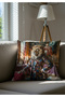 Noble Lion Themed Digital Printed Throw Pillow Cover Vintage Palace Style Animal Portrait Pillow Case - 2