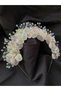 Crystal Stone and Flower Detailed Engagement Promise Henna after Special Day Bridal Crown - 8