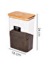 Wooden Vacuum Lid Acrylic Tea Sugar Jar Storage Container Set 3 Liters with Label - 4