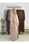Side Gathered Dress, Souffle Scarf Set, Jilbab, Abaya, Hijab (Suitable for Hajj and Umrah) Beige