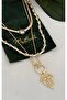 Fine Straw, Zircon Stone Tube Beads, Small Triangle Necklace with Ring. Serenay Triple Necklace - 4