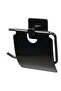 Adhesive Black Bathroom Set 3 Pieces Round Towel Holder with Lid Paper Holder Lid Towel Holder - 3