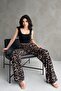 Square Neck Corded Fabric Crop & Leopard Patterned Bürümcük Palazzo Pants Women's Two-Piece Set - 6
