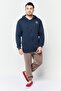 Men Hooded Brand Logo Long Sleeves Sweatshirt, Navy - 4