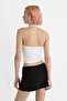 Women's White-Pink 2-Piece Halter Neck Crop Top - 3