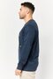 Men Crew Neck Graphic Print Long Sleeve Sweatshirt, Navy - 3