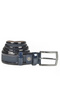 Men's Navy Blue 3.5 cm Laser Engraved Patent Leather Classic Faux Leather Belt 2402629 - 2
