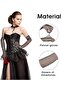 Black Color Pearl Diamond Embroidered Mesh Knit Long Gloves 45 cm - 3