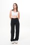 Women's High Waist Wide Leg Fabric Trousers - 5