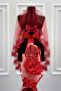 Red Bridal Veil Set with Sparkling Crystal Glass Beads and Sequins Embroidered Henna Veil 6 Pieces - 4