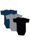 BabiesBasic 100% Cotton, Short Sleeves Romper/Bodysuit. Set of 3 - Black, Navy,Grey, 18-24 Months - 2