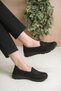 Black Women's Summer Memory Foam Laceless Drawstring Lightweight Comfortable Sole Walking Sports Ballerina Shoes