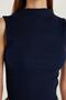 Women's Slim Fit Slim Fit Zero Sleeve Ribbed Modal Fabric Navy Blue Blouse - 3