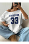 Women's Boat Neck Oywouos Printed Oversize 100% Cotton T-Shirt