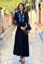 Black Chest Blue Embroidered Dress