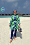 Palm Fully Covered 2-Piece Hijab Swimsuit - Green - 4