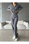 Dgn's Zippered 2-Piece Cardigan-Pants Suit - 3
