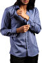 Indigo Slim Fit Men's Shirt with Micro Fabric Cufflinks - 201-5