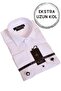 White Extra Long Sleeve 8 Drop Groom Suit Ata Collar Slim Fit Tuxedo Shirt with Cufflinks - 013 - 3