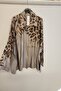 Women's Italian Leopard Pattern Low Sleeve Satin Shirt - 2