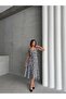 Women's Black Floral Patterned Summer Woven Dress with Ruffle Detail - 3