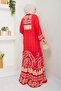 Alyes Half Button Viscose Dress 1503 - Burgundy - 3