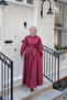 Women's Front Pleated Poplin Dress Claret Red - 4