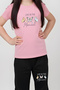 Girl's Printed Live Butterfly Waist Detail Elastic Bottom Pjamas Suit - 2