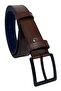 Brown Large Size Faux Leather Double Stitched 4 cm Sports Belt - 9029-Battal - 4