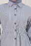 Buttoned Striped Dress-Grey - 4