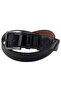 Black Patent Leather Faux Leather Stitched 4 cm Classic Belt - 7400-90-22Y - 4