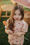 Girl's Summer Suit Pink Cherry Patterned 100% Cotton - 6