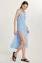Women's Standard Fit Acrylic Knitted Patterned V-Neck Strap Blue Beach Dress - 4