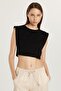 Women's Slim Fit Slim Fit Zero Sleeve Crew Neck Black Blouse