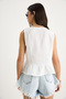 Women's White V-Neck Bow Detailed Muslin Peplum Blouse G28-4883 60283356 - 7