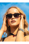 Square Design Black Frame Stylish Handle Detailed Black Gradient Glass Unisex Sunglasses Ce Certificated - 2