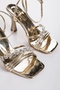 Stoned Women's Thin Heeled Evening Shoes Gold - 2
