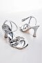 Stoned Women's Thin Heeled Evening Shoes Silver - 2