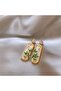 Bamboo Leaf and Flower Pattern Rectangular Earrings - 4