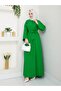 Bow Detail Asymmetrical Closure Modest Long Dress