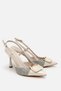Women's Cream Straw Detailed Open Back Heeled Shoes - 2