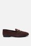 Women's Leather Brown Buckle Loafer - 3