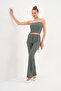 Khaki Green Women's Grass Striped Bottom Top Set